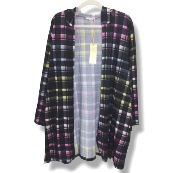NWT Paper + Tee Knit Cardigan in Plaid Multi - Picture 1 of 5